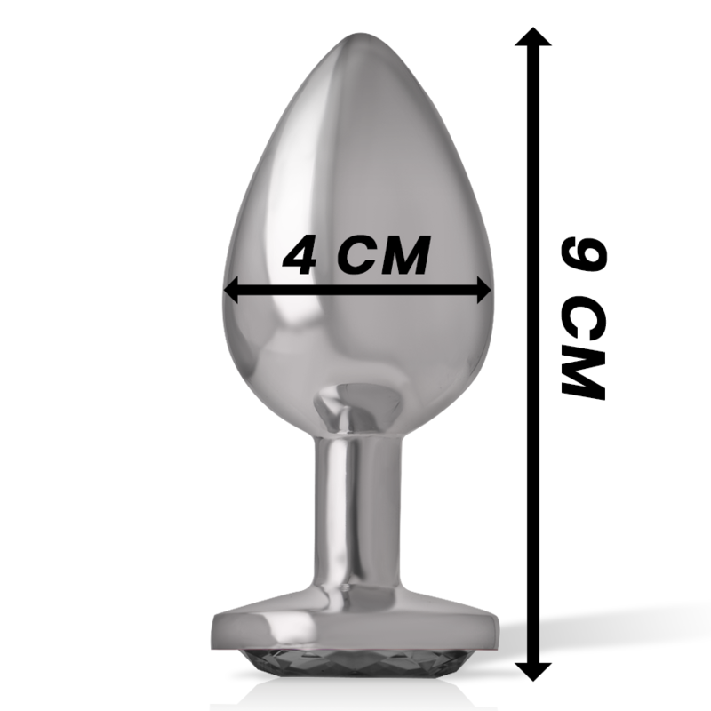 INTENSE - ANALPLUG AUS ALUMINIUMMETALL MIT SCHWARZEM GLAS, GRÖSSE L - Sexotim