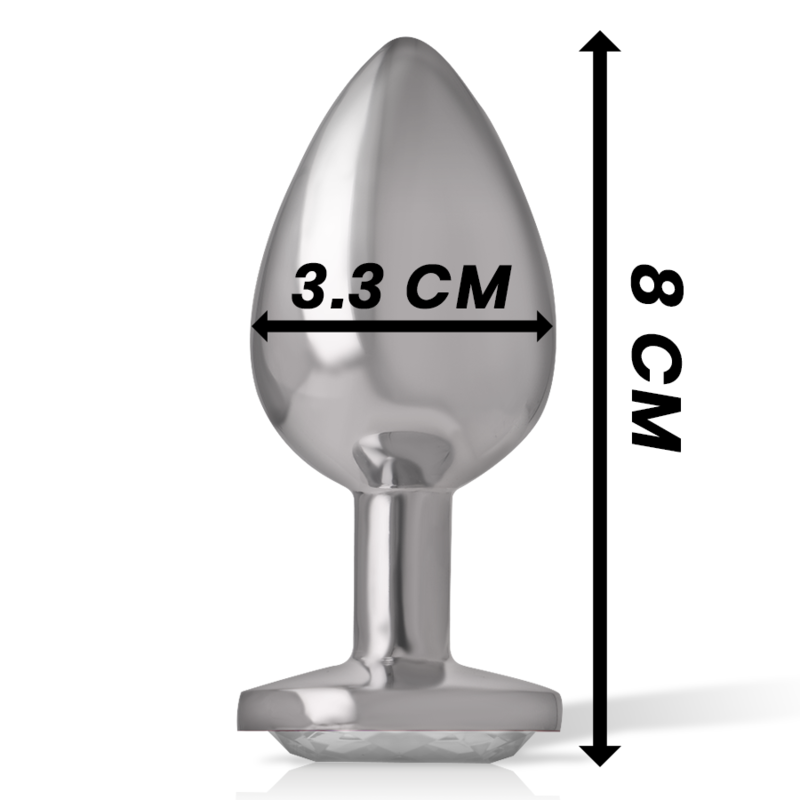 INTENSE - ALUMINIUM-METALL-ANALSPLUG MIT SILBERNEM KRISTALL, GRÖSSE M - Sexotim