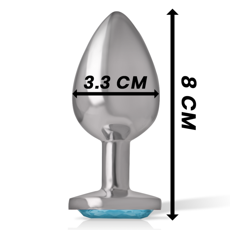 INTENSE - ANALPLUG AUS ALUMINIUMMETALL MIT BLAUEM GLAS, GRÖSSE M - Sexotim