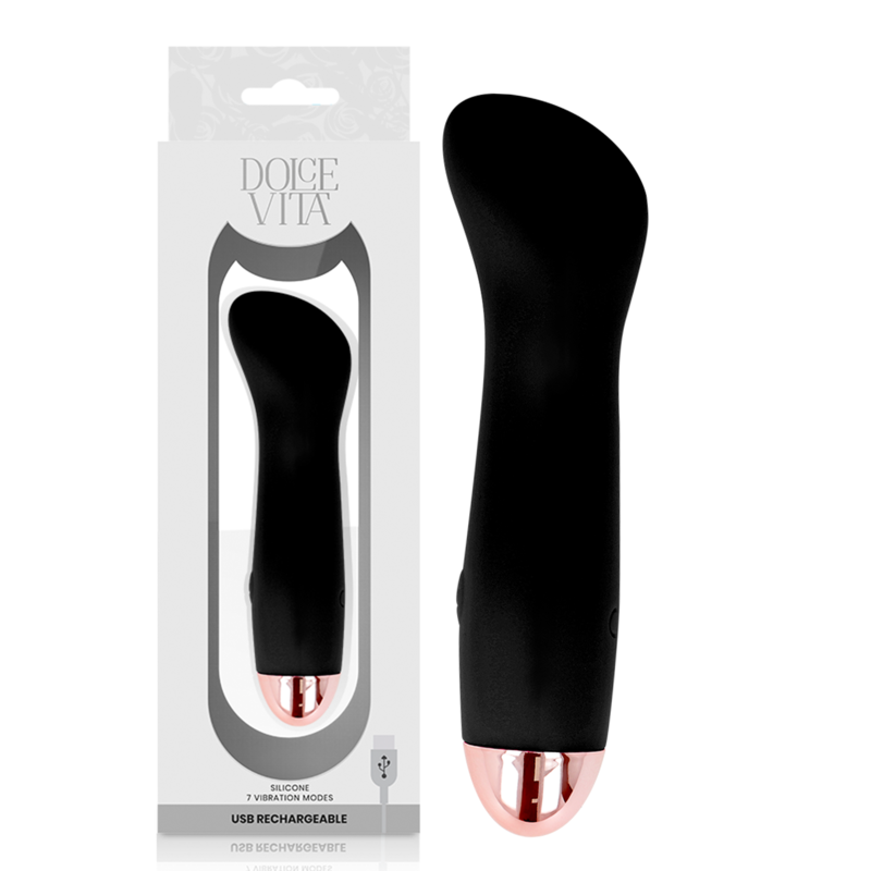 DOLCE VITA - AUFLADBARER VIBRATOR EINE SCHWARZE 7-GESCHWINDIGKEIT - Sexotim