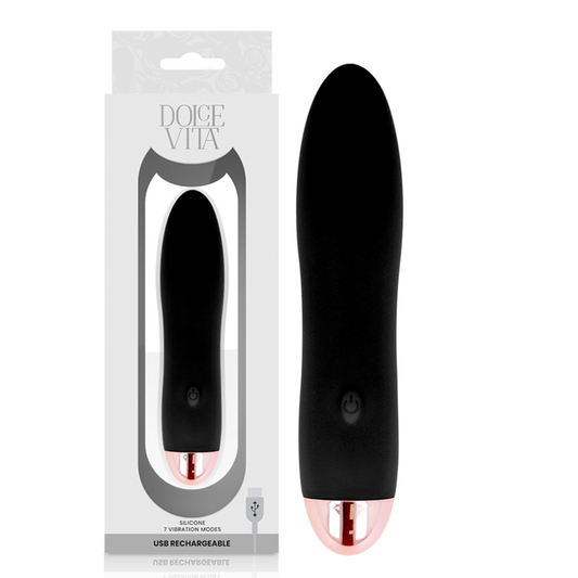 DOLCE VITA - AUFLADBARER VIBRATOR VIER SCHWARZ 7 GESCHWINDIGKEITEN - Sexotim