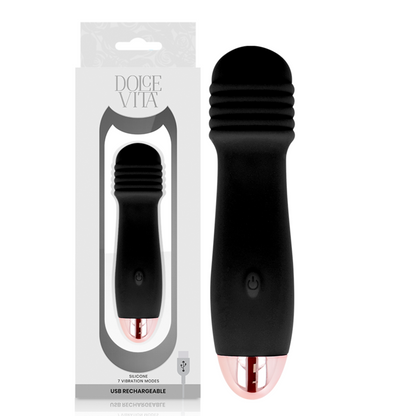 DOLCE VITA - AUFLADBARER VIBRATOR DREI SCHWARZ 7 GESCHWINDIGKEIT - Sexotim