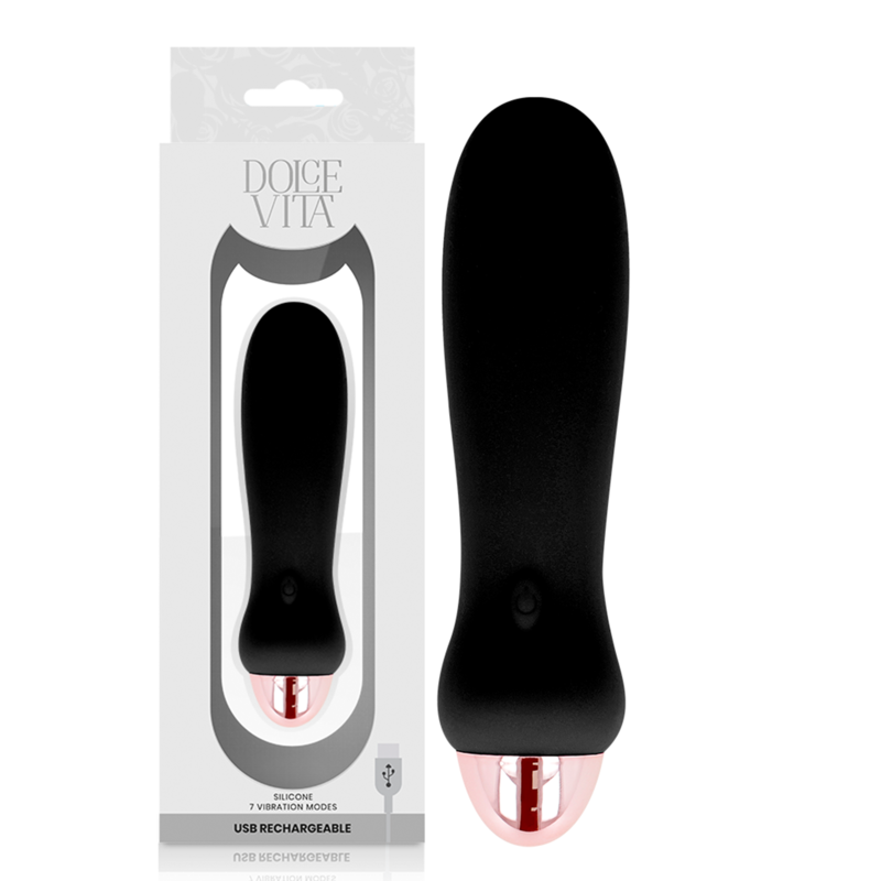 DOLCE VITA - AUFLADBARER VIBRATOR FÜNF SCHWARZ 7 GESCHWINDIGKEITEN - Sexotim