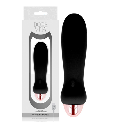 DOLCE VITA - AUFLADBARER VIBRATOR FÜNF SCHWARZ 7 GESCHWINDIGKEITEN - Sexotim