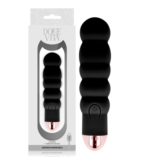 DOLCE VITA - AUFLADBARER VIBRATOR SECHS SCHWARZ 7 GESCHWINDIGKEITEN - Sexotim