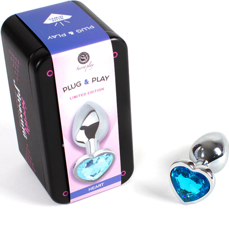 SECRETPLAY - BUTT PLUG AUS METALL, BLAUES HERZ, KLEINE GRÖSSE 7 CM - Sexotim