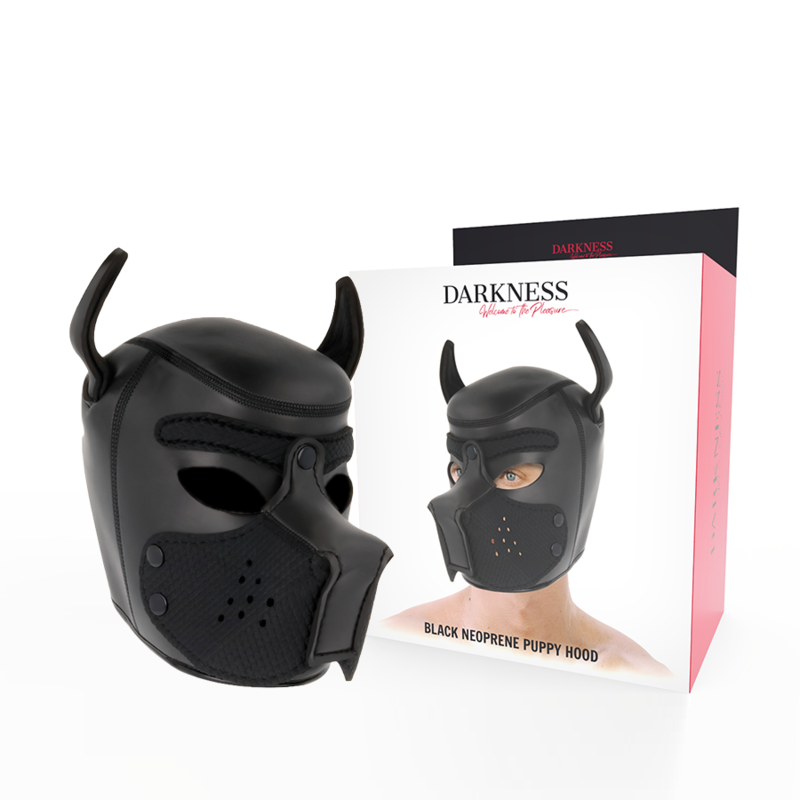 DARKNESS - NEOPREN-HUNDEMASKE MIT ABNEHMBARER MAULE M - Sexotim