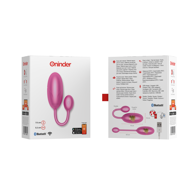 ONINDER - TOKYO VIBRIERENDES EI SCHWARZ / ROSA 7,5 X 3,2 CM KOSTENLOSE APP - Sexotim
