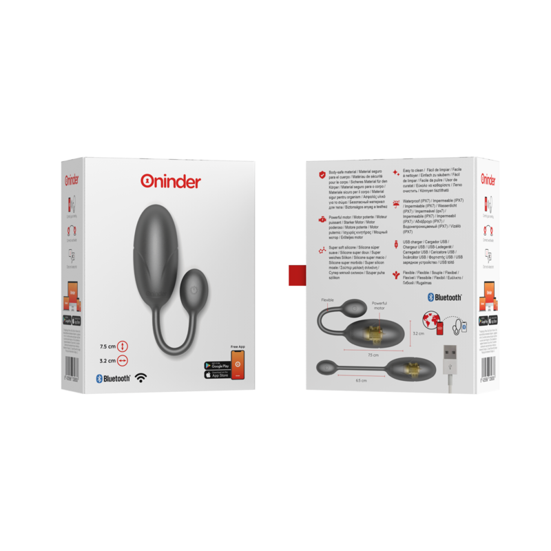 ONINDER - TOKYO VIBRIERENDES EI SCHWARZ / ROSA 7,5 X 3,2 CM KOSTENLOSE APP - Sexotim