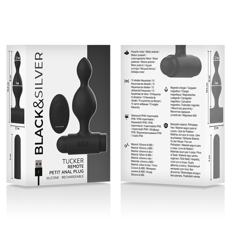 BLACK&SILVER - TUCKER KLEINE ANALSTECKER AUS SILIKON MIT FERNBEDIENUNG