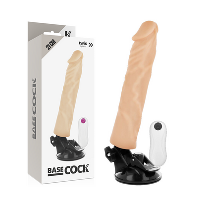 BASECOCK - REALISTISCHER VIBRATOR MIT FERNBEDIENUNG NATURWEISS 21 CM -O- 4 CM - Sexotim