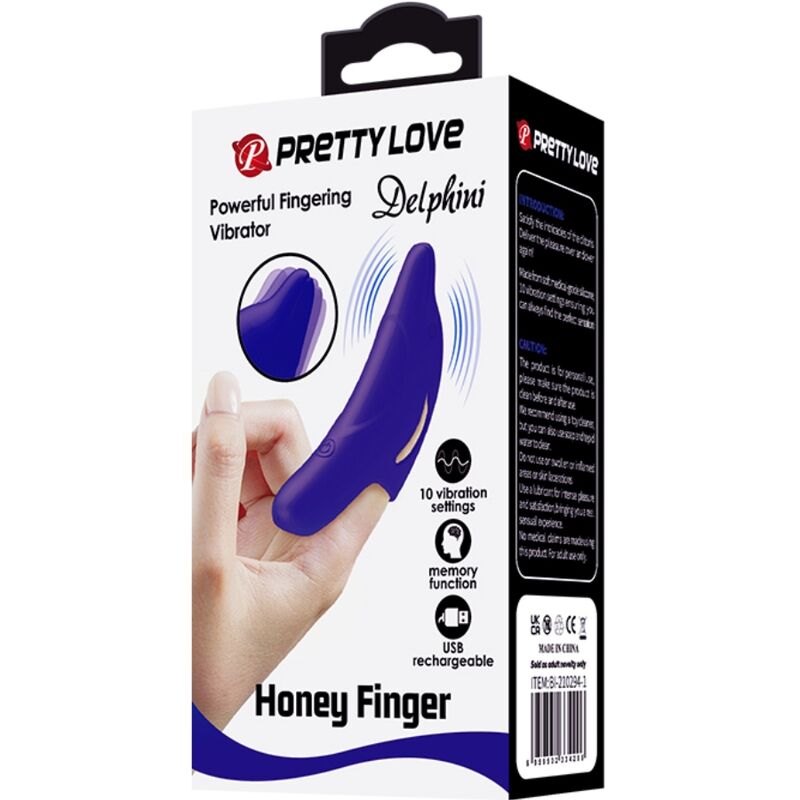 PRETTY LOVE - DELPHINI LEISTUNGSSTARKER DUNKELBLAUER FINGERSTIMULATOR - Sexotim