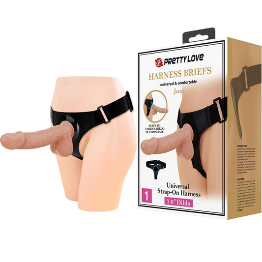 PRETTY LOVE - HARNESS-HOSE UNIVERSAL-HARNESS MIT DILDO JERRY 21.8 CM NATUR - Sexotim