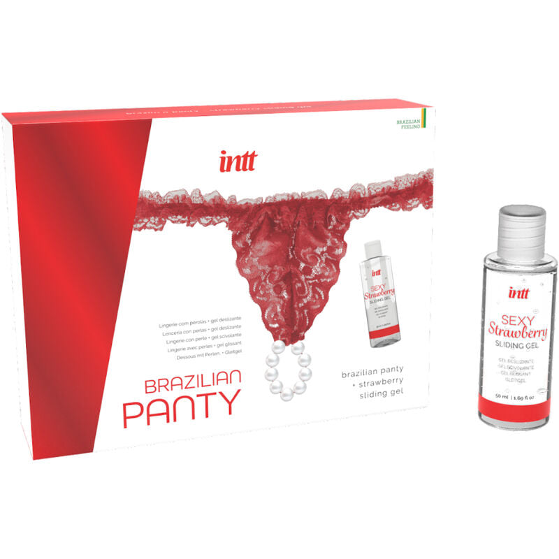 INTT RELEASES - BRASILIANISCHES ROTES HÖSCHEN MIT PERLEN UND GLEITGEL 50 ML - Sexotim