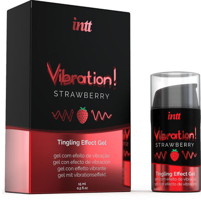 INTT - KRAFTVOLLES INTIMSTIMULIERENDES FLÜSSIGES VIBRATIONSGEL ERDBEERE 15 ML - Sexotim