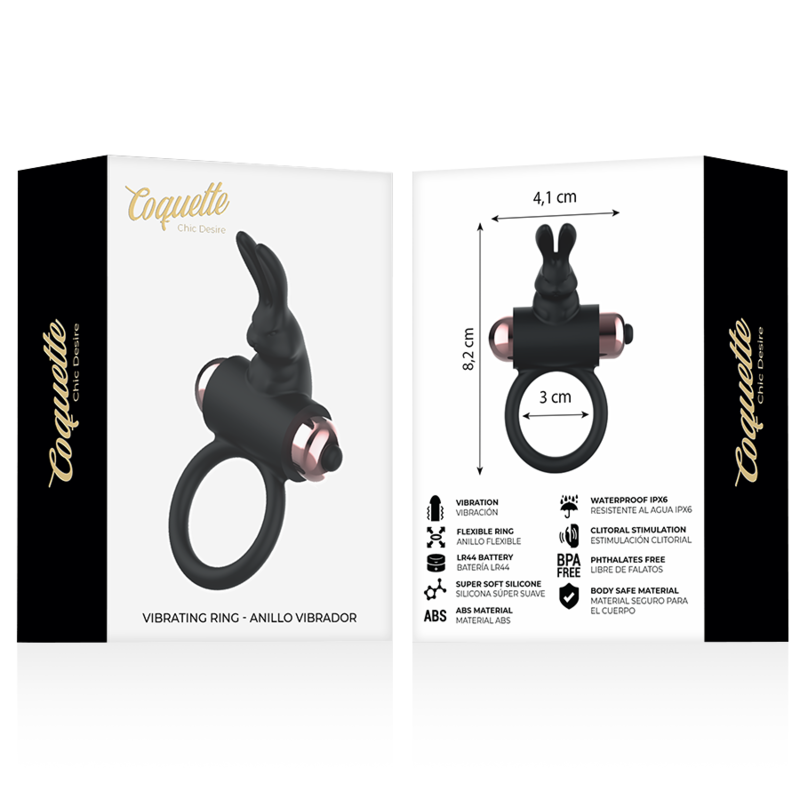 COQUETTE CHIC DESIRE - COCKRING MIT VIBRATOR SCHWARZ/ GOLD - Sexotim