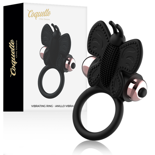 COQUETTE CHIC DESIRE - COCKRING SCHMETTERLING MIT VIBRATOR SCHWARZ/ GOLD - Sexotim