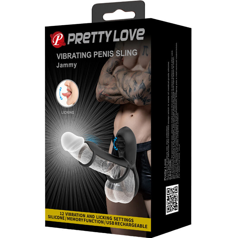 PRETTY LOVE - JAMMY PENIS-HÜLLE 12 VIBRATIONEN MIT WIEDERAUFLADBARER SILIKON-ZUNGE - Sexotim