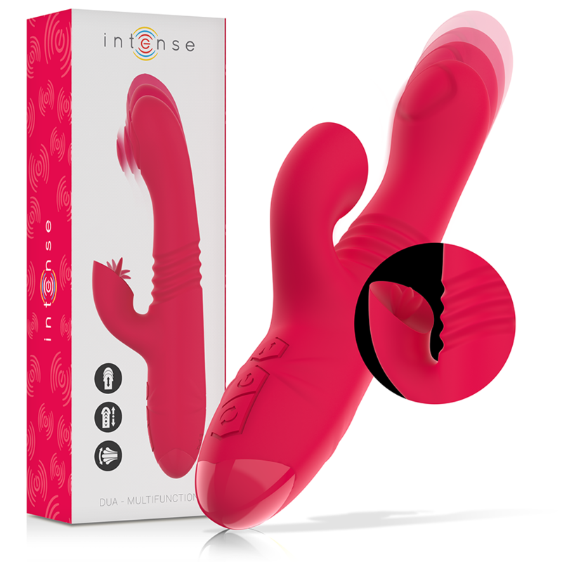 INTENSE - DUA MULTIFUNKTIONS-WIEDERAUFLADBARER AUF- UND AB-VIBRATOR MIT ROTER ZUNGE - Sexotim