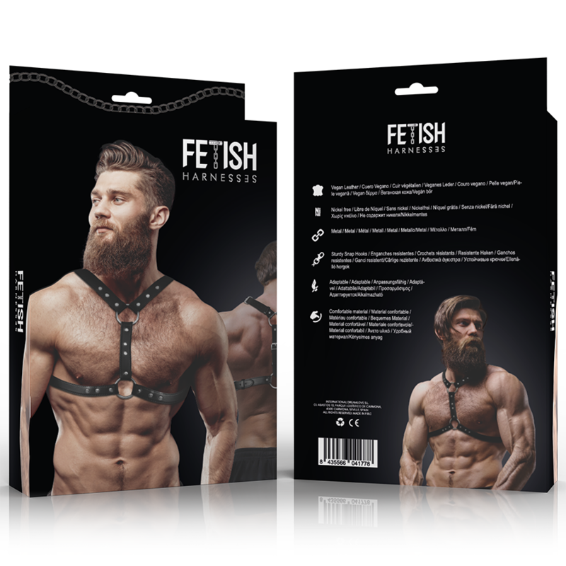 FETISH SUBMISSIVE ATTITUDE - BRUSTGURT MIT DOPPELVERSCHLUSS NIETEN AUS ECO-LEDER MÄNNER - Sexotim