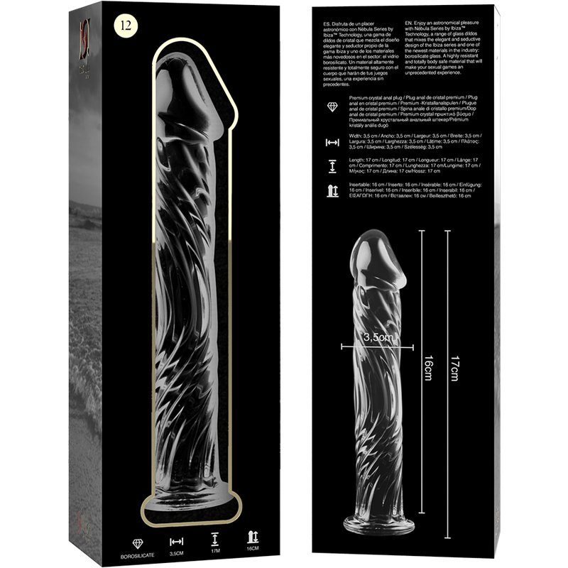 NEBULA SERIES BY IBIZA - MODELL 12 DILDO BOROSILIKATGLAS KLAR 17 CM -O- 3.5 CM - Sexotim