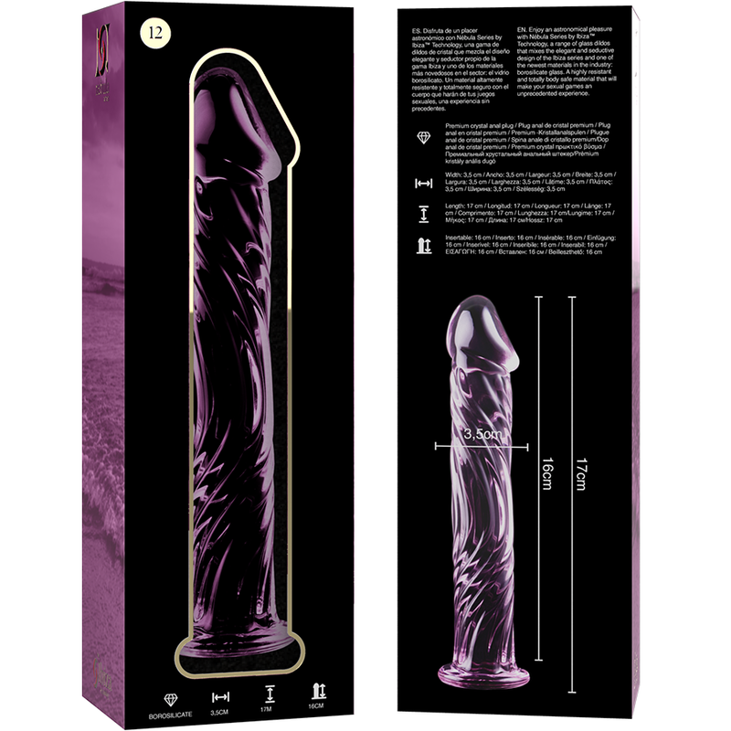 NEBULA SERIES BY IBIZA - MODELL 12 DILDO BOROSILIKATGLAS KLAR 17 CM -O- 3.5 CM - Sexotim