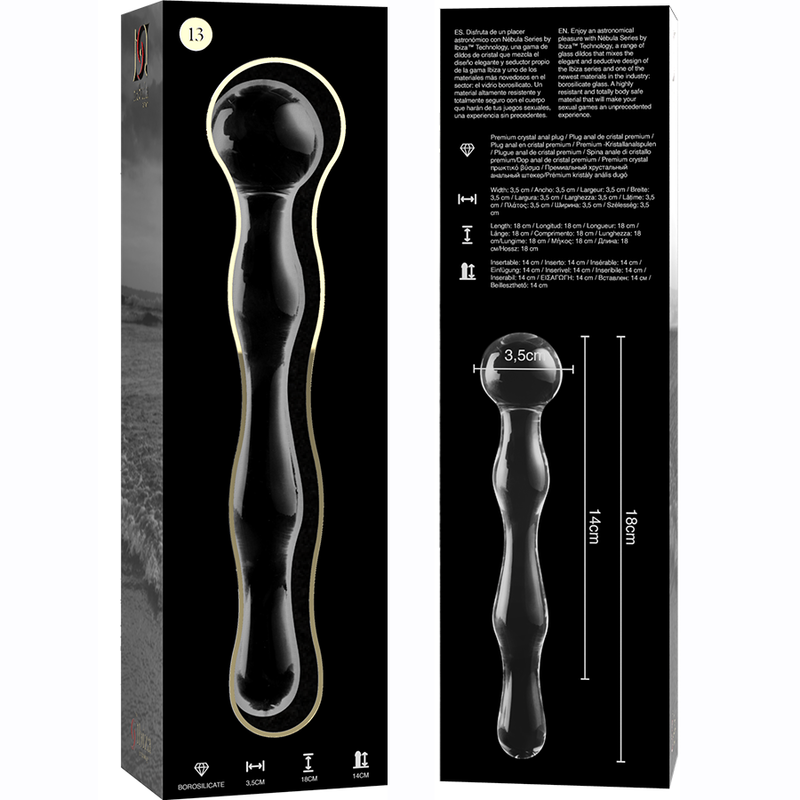 NEBULA SERIES BY IBIZA - MODELL 13 DILDO BOROSILIKATGLAS KLAR 18 CM -O- 3.5 CM - Sexotim