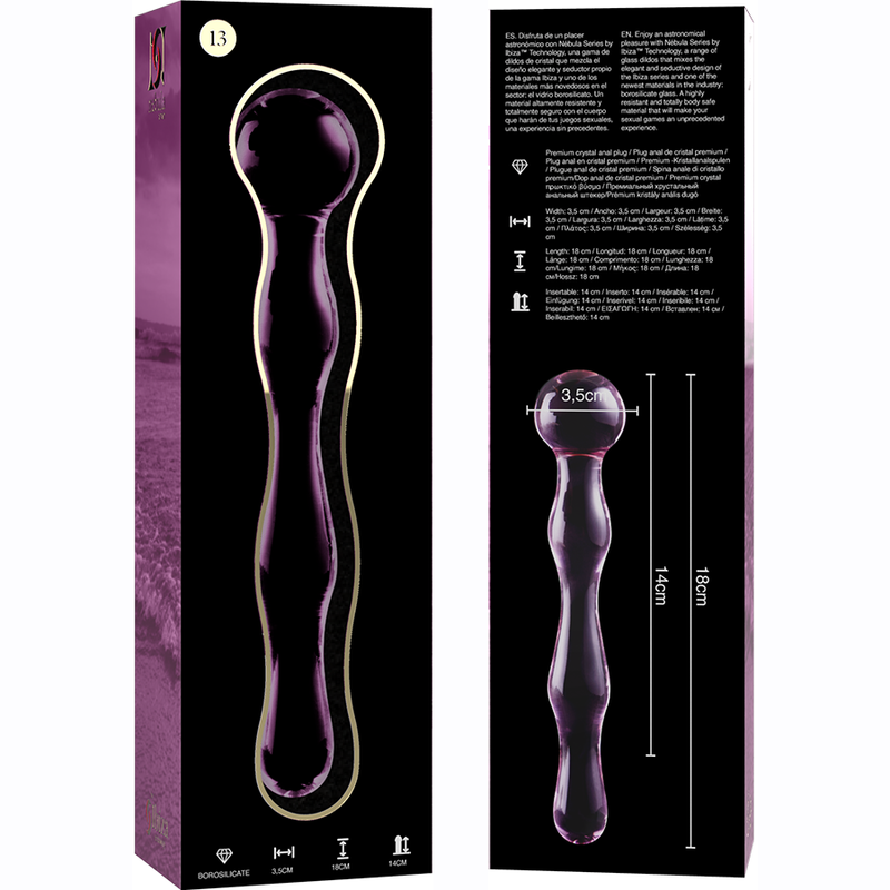 NEBULA SERIES BY IBIZA - MODELL 13 DILDO BOROSILIKATGLAS KLAR 18 CM -O- 3.5 CM - Sexotim