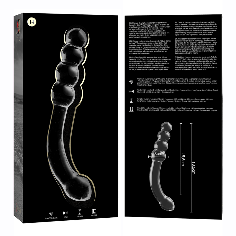 NEBULA SERIES BY IBIZA - MODELL 14 DILDO BOROSILIKATGLAS KLAR 18.5 CM -O- 3 CM - Sexotim