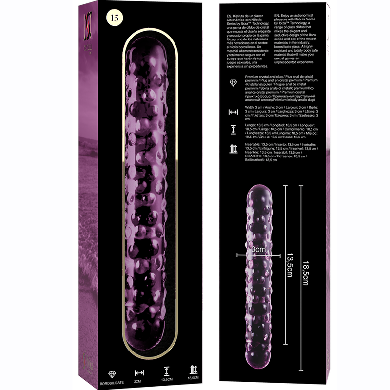 NEBULA SERIES BY IBIZA - MODELL 15 DILDO BOROSILIKATGLAS KLAR 18.5 CM -O- 3 CM - Sexotim