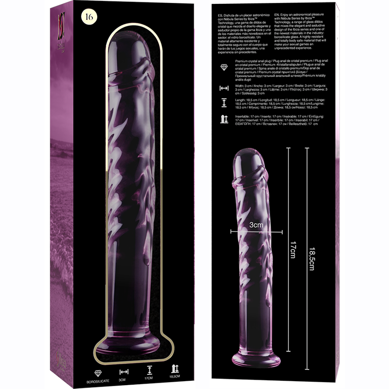 NEBULA SERIES BY IBIZA - MODELL 16 DILDO BOROSILIKATGLAS KLAR 18.5 CM -O- 3 CM - Sexotim