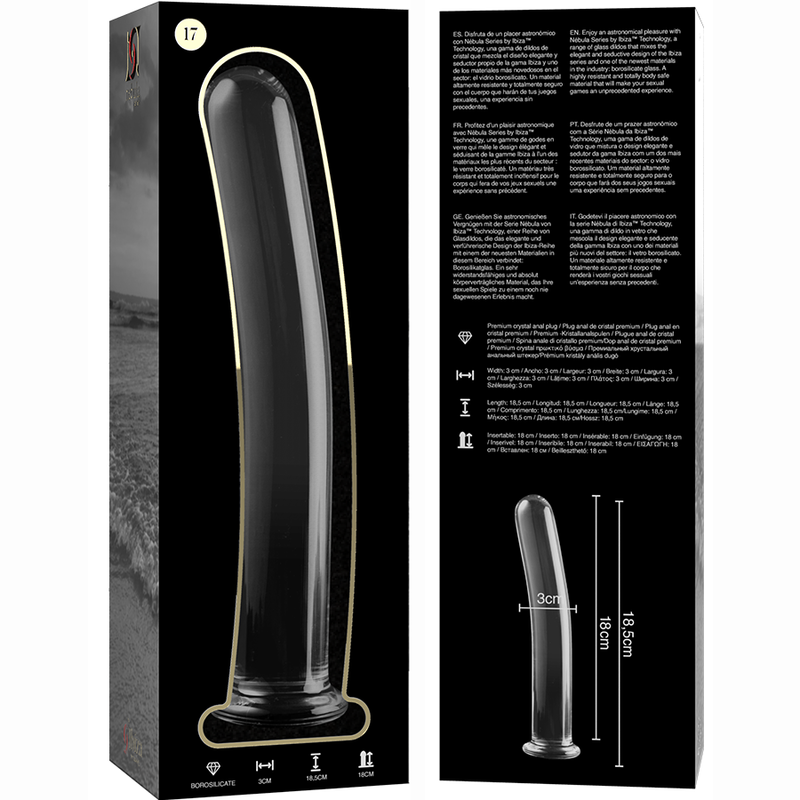 NEBULA SERIES BY IBIZA - MODELL 17 DILDO BOROSILIKATGLAS KLAR 18.5 CM -O- 3 CM - Sexotim