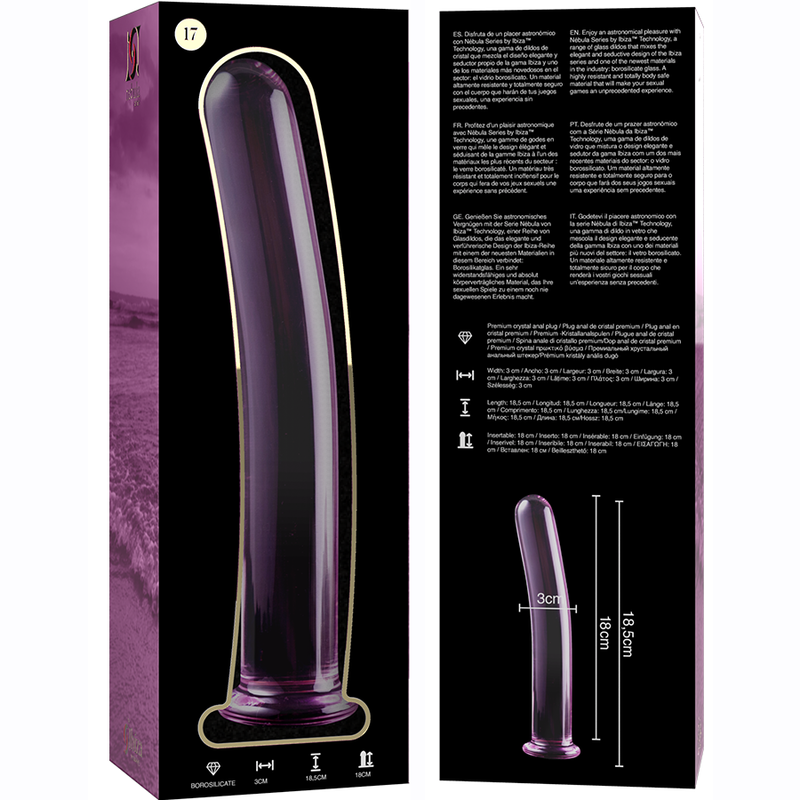 NEBULA SERIES BY IBIZA - MODELL 17 DILDO BOROSILIKATGLAS KLAR 18.5 CM -O- 3 CM - Sexotim