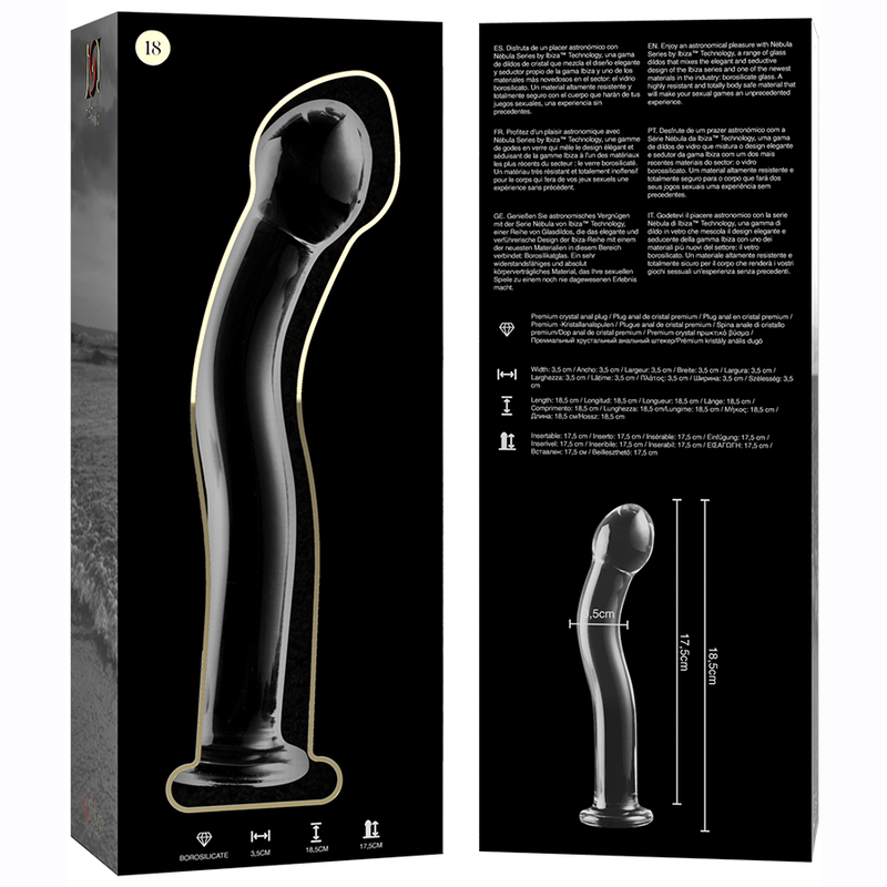 NEBULA SERIES BY IBIZA - MODELL 18 DILDO BOROSILIKATGLAS KLAR 18.5 CM -O- 3.5 CM - Sexotim