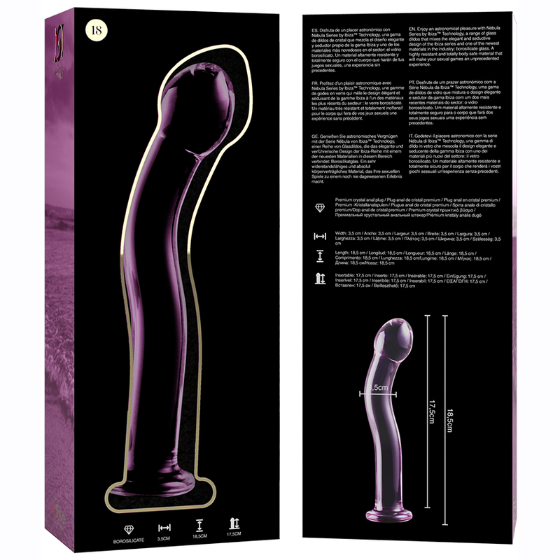 NEBULA SERIES BY IBIZA - MODELL 18 DILDO BOROSILIKATGLAS KLAR 18.5 CM -O- 3.5 CM - Sexotim