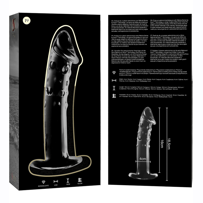 NEBULA SERIES BY IBIZA - MODELL 19 DILDO BOROSILIKATGLAS KLAR 18.5 CM -O- 4 CM - Sexotim