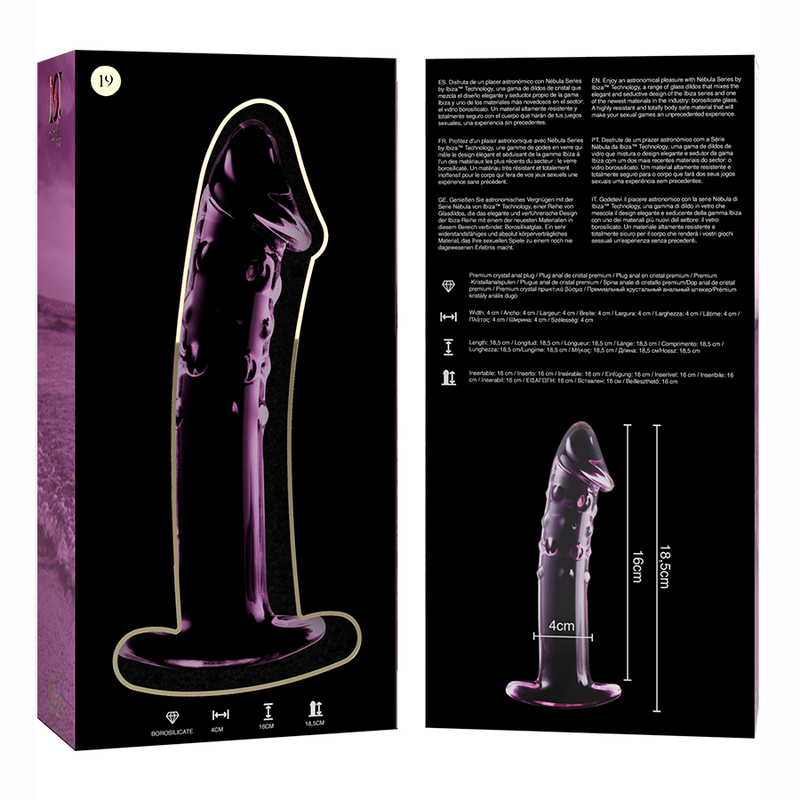 NEBULA SERIES BY IBIZA - MODELL 19 DILDO BOROSILIKATGLAS KLAR 18.5 CM -O- 4 CM - Sexotim