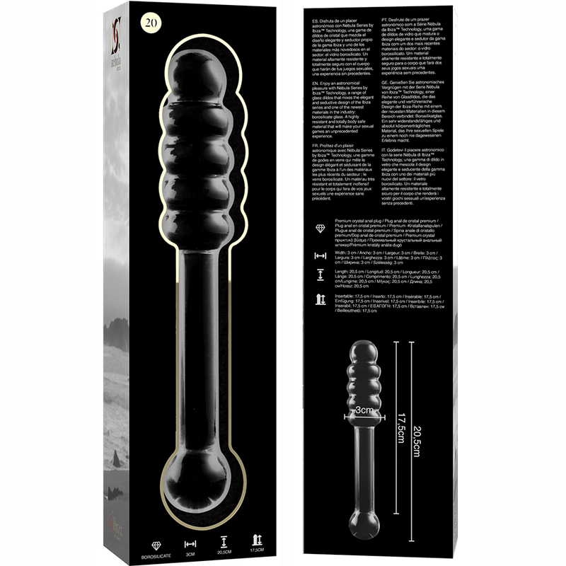 NEBULA SERIES BY IBIZA - MODELL 20 DILDO BOROSILIKATGLAS KLAR 20.5 CM -O- 3 CM - Sexotim