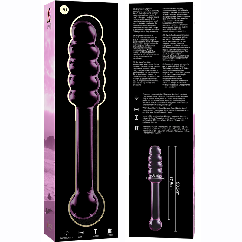 NEBULA SERIES BY IBIZA - MODELL 20 DILDO BOROSILIKATGLAS KLAR 20.5 CM -O- 3 CM - Sexotim