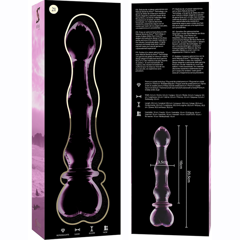 NEBULA SERIES BY IBIZA - MODELL 21 DILDO BOROSILIKATGLAS KLAR 20.5 CM -O- 3.5 CM - Sexotim