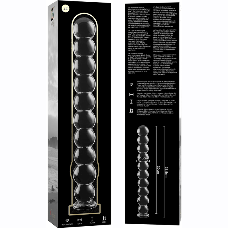 NEBULA SERIES BY IBIZA - MODELL 22 DILDO BOROSILIKATGLAS KLAR 21.5 CM -O- 2.5 CM - Sexotim