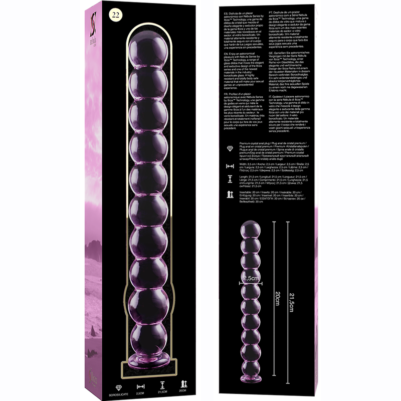 NEBULA SERIES BY IBIZA - MODELL 22 DILDO BOROSILIKATGLAS KLAR 21.5 CM -O- 2.5 CM - Sexotim