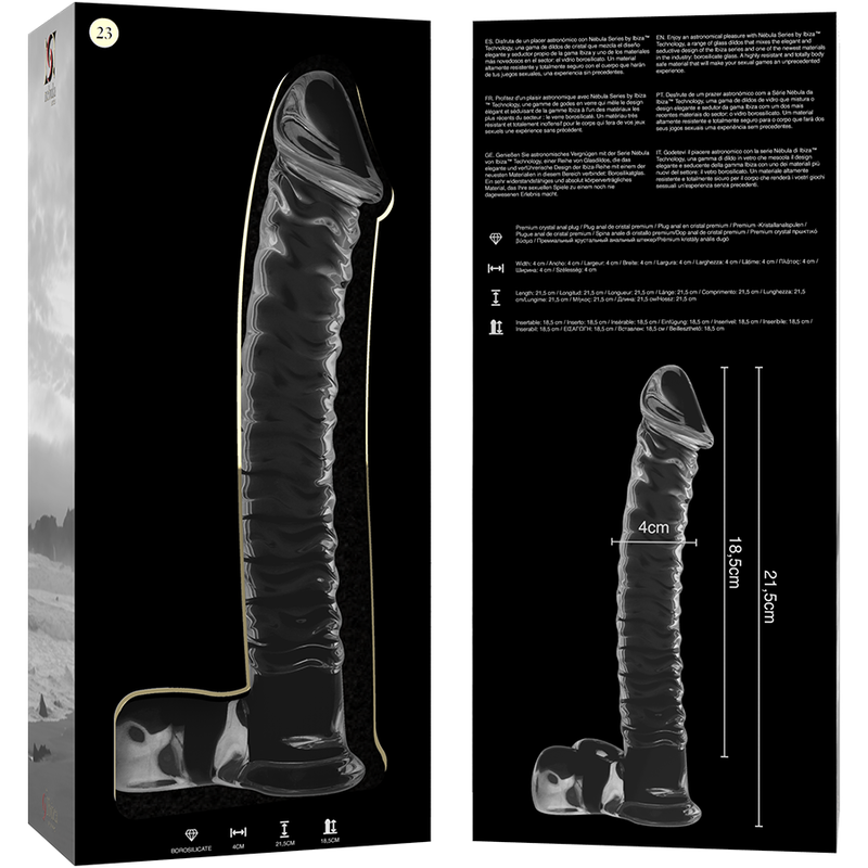 NEBULA SERIES BY IBIZA - MODELL 23 DILDO BOROSILIKATGLAS KLAR 21.5 CM -O- 4 CM - Sexotim