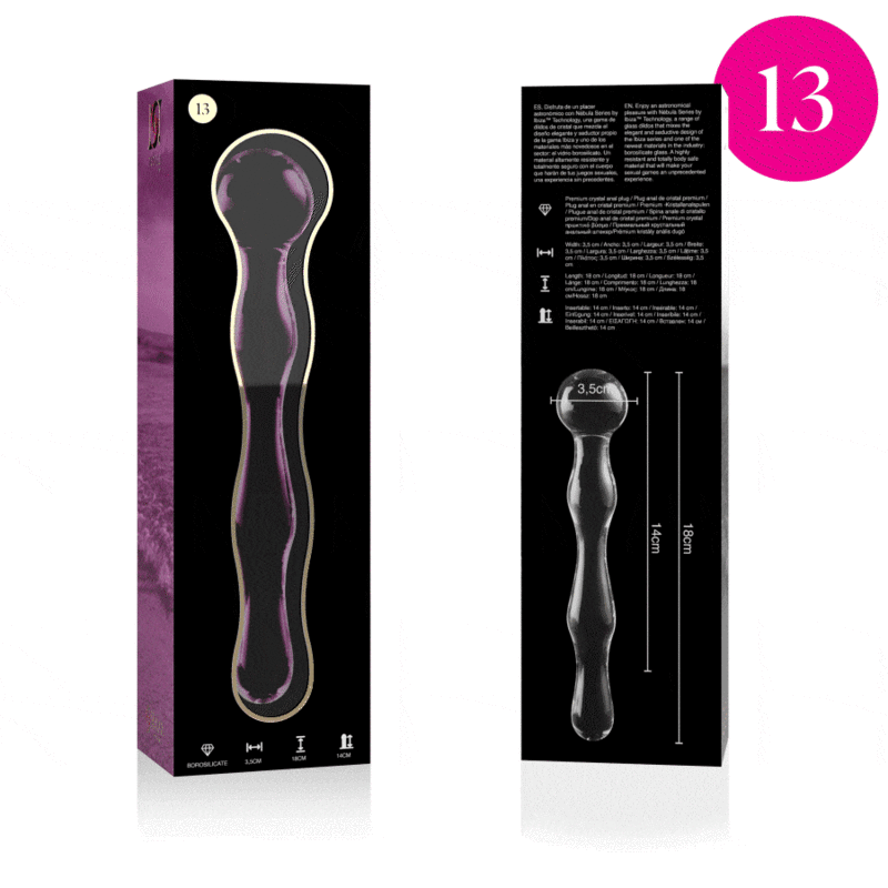 DILDO BOROSILIKATGLAS KLAR -NEBULA SERIES BY IBIZA - MODELL 13 - 18 CM -O- 3.5 CM - Sexotim