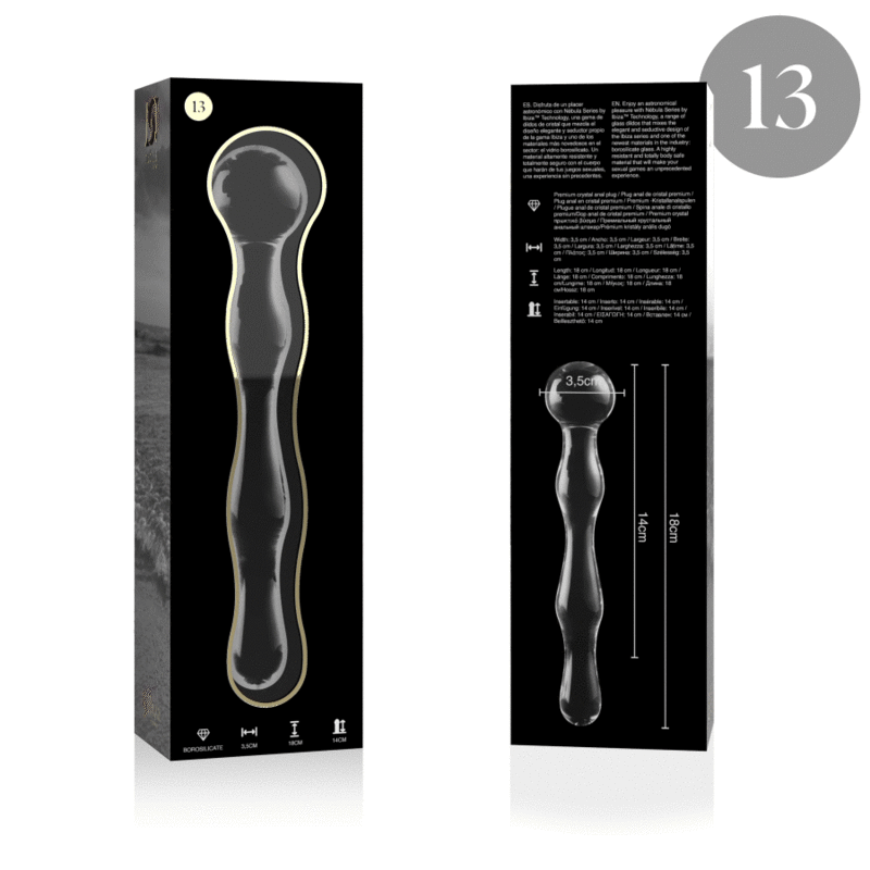 NEBULA SERIES BY IBIZA - MODELL 13 DILDO BOROSILIKATGLAS KLAR 18 CM -O- 3.5 CM - Sexotim