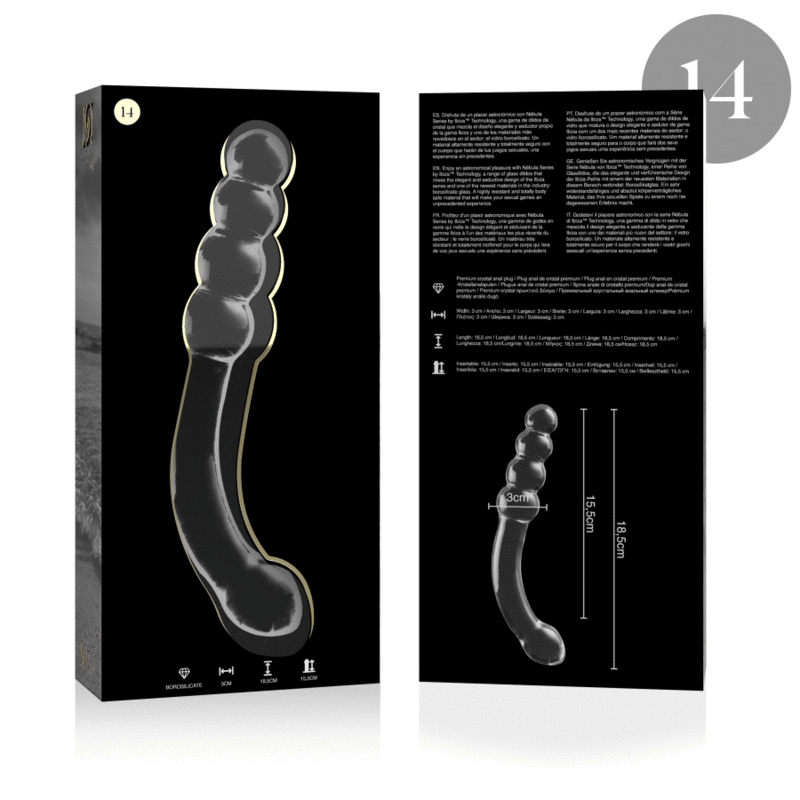 NEBULA SERIES BY IBIZA - MODELL 14 DILDO BOROSILIKATGLAS KLAR 18.5 CM -O- 3 CM - Sexotim