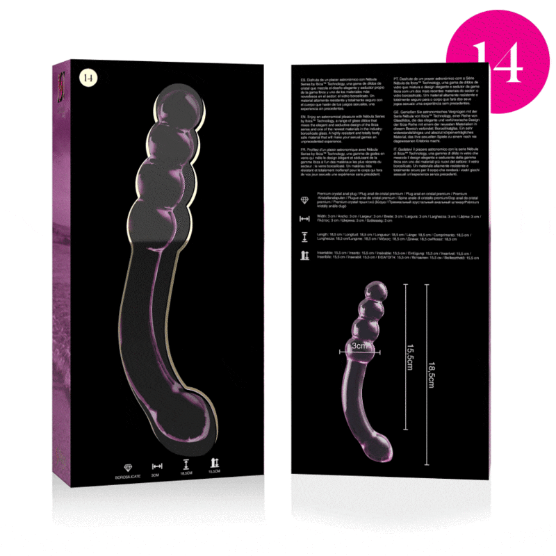 NEBULA SERIES BY IBIZA - MODELL 14 DILDO BOROSILIKATGLAS KLAR 18.5 CM -O- 3 CM - Sexotim