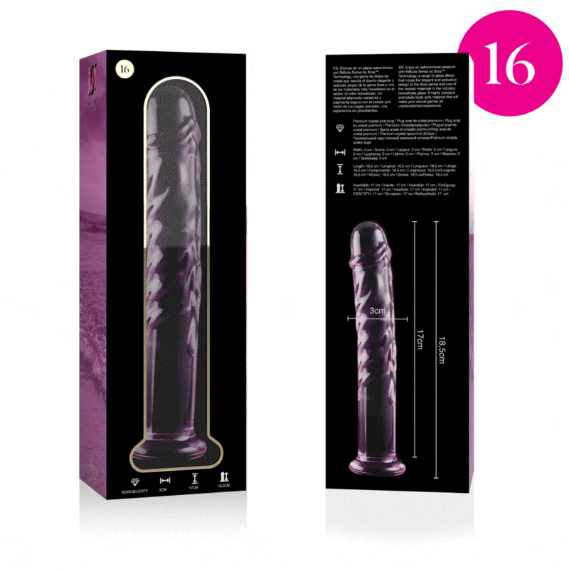 NEBULA SERIES BY IBIZA - MODELL 16 DILDO BOROSILIKATGLAS KLAR 18.5 CM -O- 3 CM - Sexotim