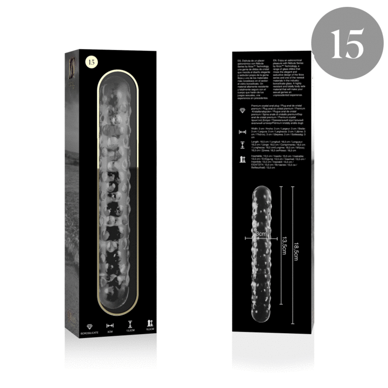 NEBULA SERIES BY IBIZA - MODELL 15 DILDO BOROSILIKATGLAS KLAR 18.5 CM -O- 3 CM - Sexotim