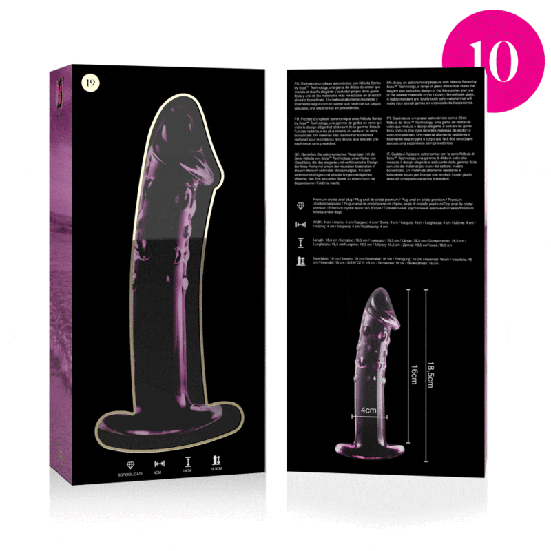 DILDO BOROSILIKATGLAS KLAR -NEBULA SERIES BY IBIZA - MODELL 19 - 18.5 CM -O- 4 CM - Sexotim